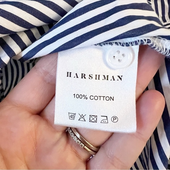 Harshman Derrington Striped Cotton Tunic Top Poplin Size Small Blue/White - Picture 9 of 12
